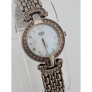 ESQ Movado Swiss Women's Watch 25mm Case MOP Dial 6" Band- New Battery